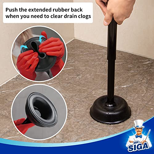 MR.SIGA Toilet Plunger with Holder, Plungers for Bathroom Heavy Duty, Black - color: Black