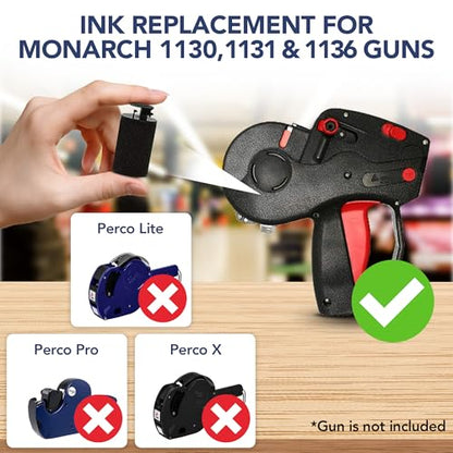 Perco Ink Roll for Monarch 1130, 1131 and 1136 Price and Date Guns - Pack of 4 Replacement Inkers for Monarch 1130, 1131 and 1136 Labelers - Easy to Load, Premium, Clear & Bold Prints - Made in USA - size: 4 Pack