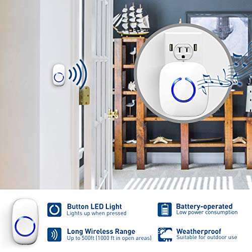 STARPOINT Extra Add-On Plugin Receiver for the STARPOINT Expandable Wireless Multi-Unit Long Range Doorbell Chime Alert System, Model LR, White