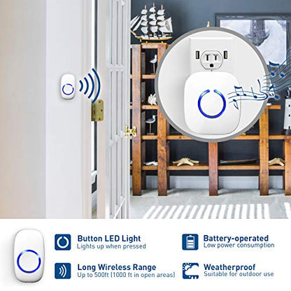 STARPOINT Extra Add-On Plugin Receiver for the STARPOINT Expandable Wireless Multi-Unit Long Range Doorbell Chime Alert System, Model LR, White
