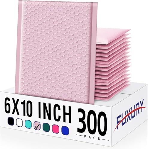 Fuxury 300 Pack Sakura Pink Bubble Mailers 6x10 Bubble Shipping Envelopes - color: Light Pink, size: 6x10" 300PC