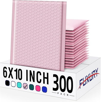 Fuxury 300 Pack Sakura Pink Bubble Mailers 6x10 Bubble Shipping Envelopes - color: Light Pink, size: 6x10" 300PC
