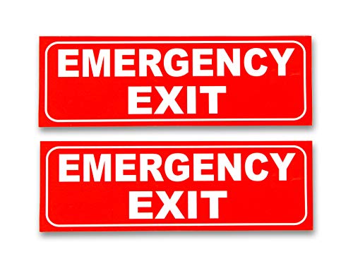 eSplanade Emergency Exit Sign Sticker Decal - Easy to Mount Weather Resistant Long Lasting Ink Size (9" x 3")