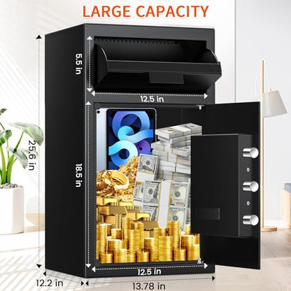 6.0 CU FT Extra Large Drop Safe for Business, Anti-Theft Money Drop Slot Safes with Digital Keypad and Spare Keys, Heavy Duty Depository Safe for Home Office Retail Store Business Mail Church - size: 6.0 CUFT
