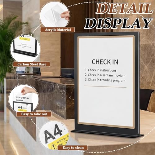 6 Pack A4 Metal Sign Holder,8.27" x 11.69", Double Sided Tabletop Stand
