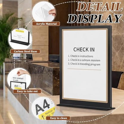 6 Pack A4 Metal Sign Holder,8.27" x 11.69", Double Sided Tabletop Stand