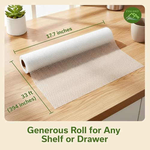 EVALAND Shelf Liner Cabinet Liner Non-Adhesive Drawer Liner 17.7 in x 33 FT - color: Clear, size: 17.7"W x 394"L Thickened