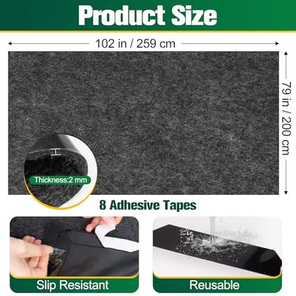 ToLanbbt Garage Floor Mat 102" x 79" - Oil Spill Mat for Under Car Driveway Oil Drip Pad with 8P Tapes, Waterproof Backing, Leak Absorbent, Reusable, Washable, Protect Garage Floor (1P, Dark Gray) - size: 8.5'x6.5'