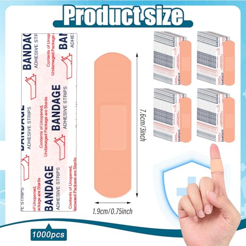 Timgle 1000 Pcs 3/4" X 3" Adhesive Waterproof Bandages Bulk - size: 3/4" x 3"