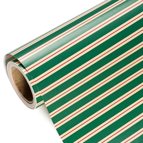WRAPAHOLIC Christmas Wrapping Paper - Mini Roll - 17 Inch x 33 Feet - Elegant Red and Green Stripe Wrapping Paper for Christmas, Birthday, Wedding, Baby Shower - color: Stripes - Red & Green, size: 17 inch x 33 feet