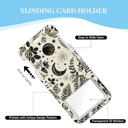 Hancynir Goth Moon Floral Lanyards for Id Badges with Retractable Reel Clip - color: Goth Moon Floral