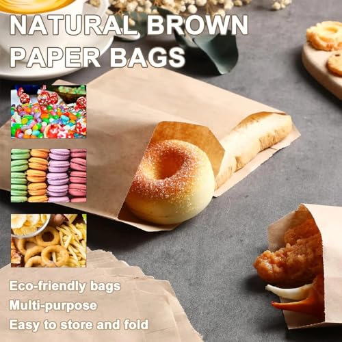 RJ Displays 100 Pack Brown Kraft Paper Merchandise Tote Bags | Small Paper Gift Shopping Bags Bulk for Magazines, Books, Party Favors, Retail Sales Tote Bags for Packaging 4" x 6" Inch (Brown) - size: 4" x 6"