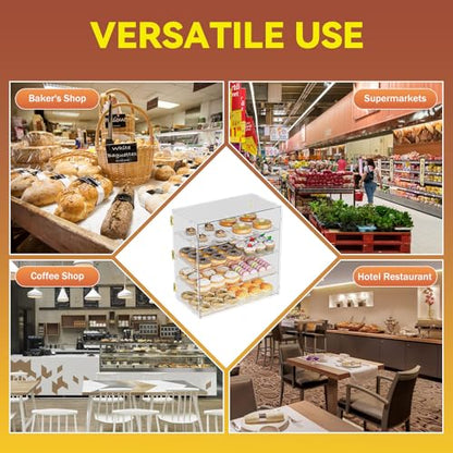 4 Tiers Countertop Bakery Display Case - size: 4 Tiers