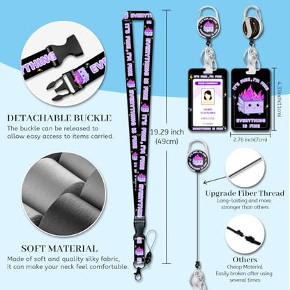 Hancynir Dumpster on Fire Lanyards for Id Badges with Retractable Reel Clip - color: Dumpster on Fire Purple