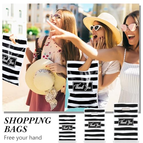 Jeyiour 300 Pcs Thank You Plastic Bags with Handles for business,Stripe - style: Stripe