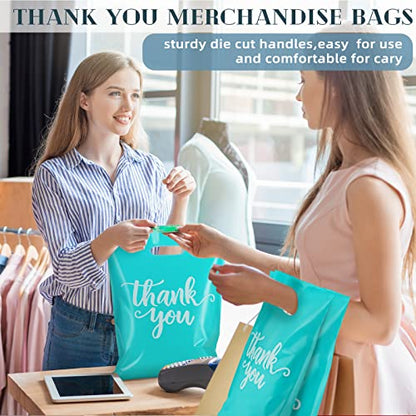 Eersida 200 Pcs Thank You Bags for Small Business, Turquoise - color: Turquoise