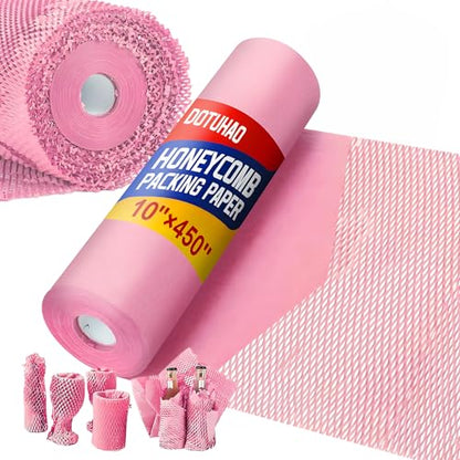 Honeycomb Packing Paper, Pink 10" x 450'' Packing Paper, Wrapping for Moving Shipping Packaging, Recyclable Moving Supplies (pink, 10" x 450'') - color: pink, size: 10" x 450"