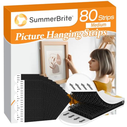 SummerBrite Damage Free Picture Hanging Strips, 40 Pairs, Medium, Black - size: Medium 40 Pairs, style: Black