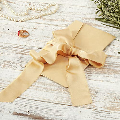 Keypan Gold Frayed Satin Chiffon Ribbon, 1.5 Inches, 21 Yards - color: Gold