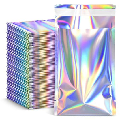 FUNFERY 4.7x7 in Holographic Mylar Poly Mailers Self Sealing Adhesive Bag - color: Holographic Self Adhesive-100P, size: 4.7x7 inch