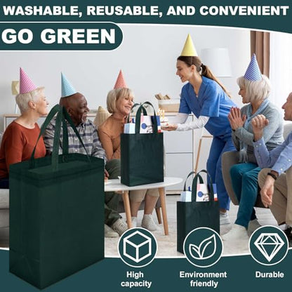 Windyun 50 Pcs Reusable Tote Bag Bulk 8 x 4 x 10 Inch, Dark Green - color: Dark Green