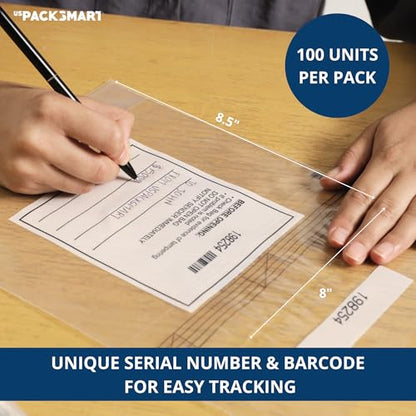 Clear Bank Deposit Bags 8.5"x8" 100-pack | Secure Bank Cash Transmittal Envelopes for Cash, Coins, Credit Cards, Checks, and More | Numbered, Self-Sealing, and Permanent Adhesive - size: 8.5" x 8"