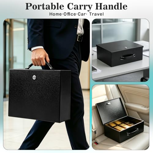 xydled Fireproof Document Box with Key Lock, Fire Safe Box, Black - color: Black, size: XX Large