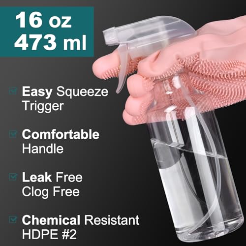 Plastic Spray Bottles, 16.9oz/2Pack,Adjustable Spray Bottles for Cleaning, Empty Spray Bottle For Hair, Plants, Pet, Vinegar, Cooking,Cleaning Solutions (2)