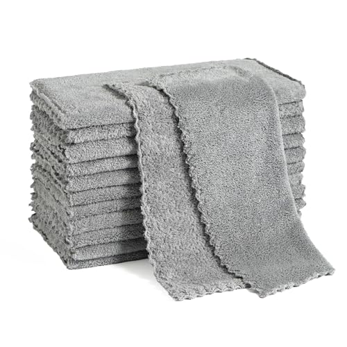 12 Pack Cleaning Cloth,Ultra Soft Absorbent Quick Drying Microfiber Cleaning Rags,No Scratches,Reusable,Washable,Lint Free Cleaning Towels for Kitchen,Window,Glass,car,11.8"×11.8"(Dark Grey) - color: Dark Grey