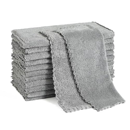 12 Pack Cleaning Cloth,Ultra Soft Absorbent Quick Drying Microfiber Cleaning Rags,No Scratches,Reusable,Washable,Lint Free Cleaning Towels for Kitchen,Window,Glass,car,11.8"×11.8"(Dark Grey) - color: Dark Grey
