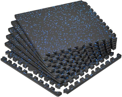 SUPERJARE 0.79'' Extra-Thick 6 Pcs 24 Sq Ft Exercise Equipment Mats - color: Black/Blue, size: 6 Tiles (24 Sq Ft)