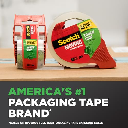 Scotch Tough Grip Moving Packing Tape, Clear, Moving Tape that Secures Boxes up to 80 Pounds, 1.88 in. x 54.6 yd., 1 Tape Roll - size: 1 Roll
