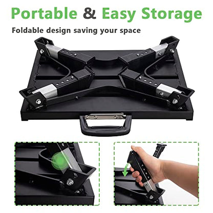 Aluminum RV Step Stool, 4-Level Adjustable Folding, Black - color: Black