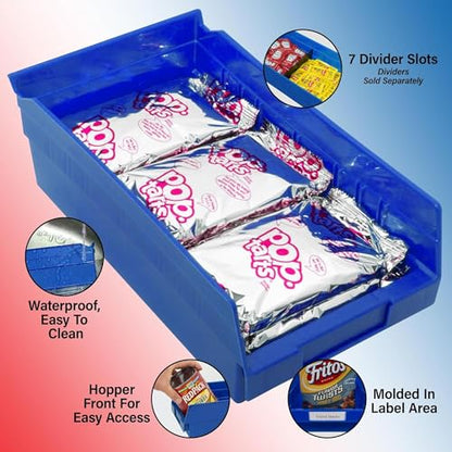 Akro-Mils 30130 Heavy Duty Plastic Shelf Bins, 12"x 6.5"x 4", Blue, 12-Pk - color: Blue