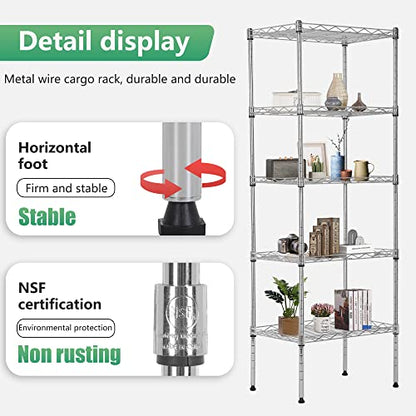 FDW | 5-Tier Wire Shelf | 17" x 12" x 48" | Chrome - color: Chrome, size: 17×12×48