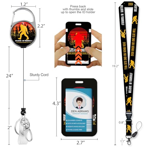 Piefly Lanyards for Id Badges, Teacher Card Holder Retractable Reel Bigfoot - color: Bigfoot