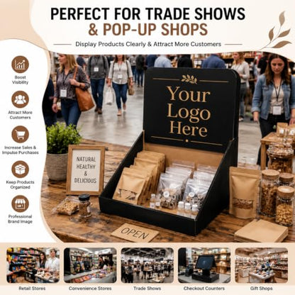 Geetery 10 Pack Black Cardboard Storage Bins, 19 x 13 x 22.5 Inch Corrugated Cardboard Display Bins with Removable Header, Tabletop Organizer Boxes for Retail Shelves Office Organization Exhibition