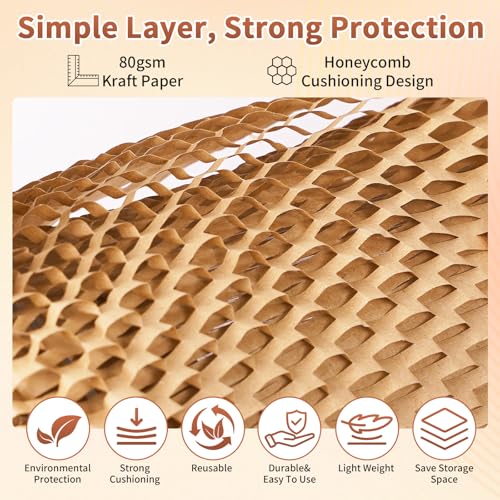 Packbabol Honeycomb Packing Paper 12 inch x 200ft Bubble Cushioning Wrap - size: 12IN x 200FT