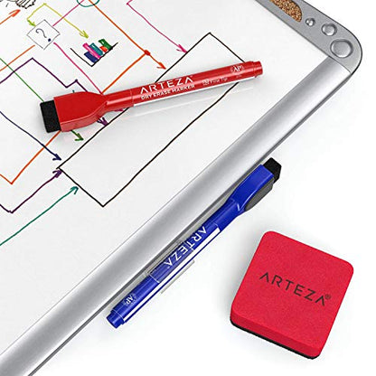 Arteza Framed Magnetic Cork Whiteboard Set, 12x14 inches, 2-Pack Dry Erase Lap Boards with Push Pins, Markers & Magnets, Office & Back to School Supplies for Home, Classroom, Students, Brainstorming