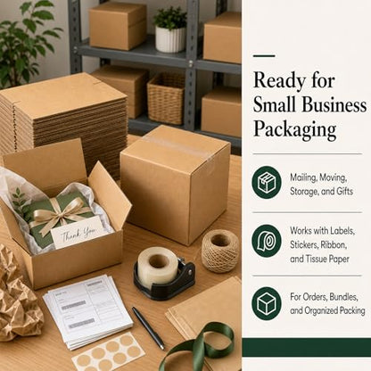 9x9x9 Brown Kraft Shipping Boxes for Small Business, 20 Pack - size: 9x9x9 Inch