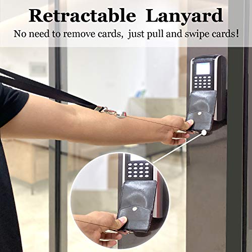 Teskyer Badge Holder with Retractable Lanyard, Vertical Black - color: Black #02, size: Vertical