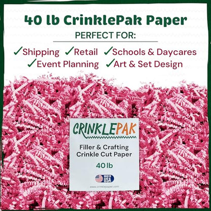 40LB Pink Crinkle Cut Paper Shred USA Made - color: Pink, size: 40 LB