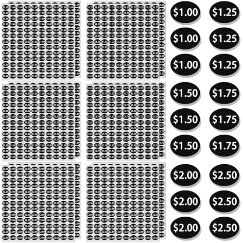 HINZIC 1560pcs Vending Machine Price Labels, 12 Sheets, Black