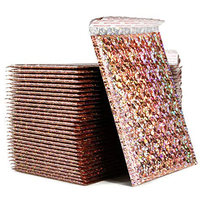 30Pcs 7x11Inch Holographic Bubble Mailers Self Seal Padded Envelopes Silver Gold - color: Gold