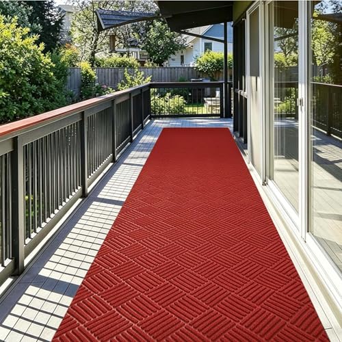 jxgzyy Outdoor Red Runner Rug 2'11" x 9'10" - color: Red, size: 2'11" x 9'10" (Rectangular)