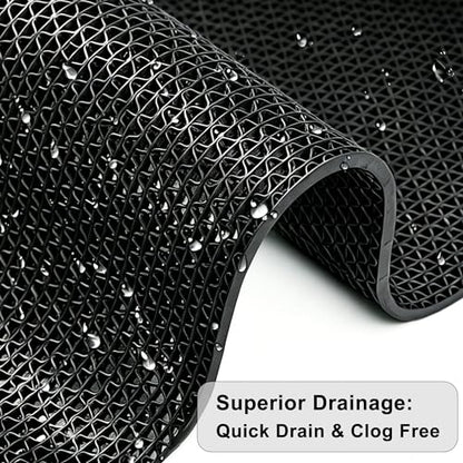 Thick PVC Drainage Floor Mat 3FTX16.4FT Black PVC Pool Floor Mat - size: 196.8" x 36" (Rectangular)