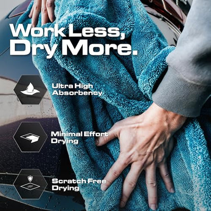 Blackline Microfiber Car Drying Towel 24"x36", 1300GSM Twisted Loop - color: Aqua