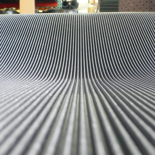 Rubber-Cal Fine Rib Corrugated Rubber Floor Mat - 1/8" x 3ft x 2.5ft Black - size: 30"L x 36"W x 0.1"Th