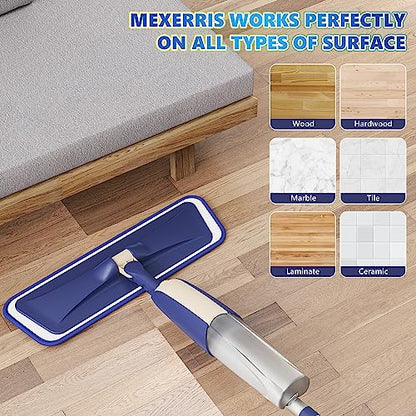 Spray Wet Mops for Floor Cleaning: Hardwood Floor Mop 2 Bottles Refillable - color: Beige