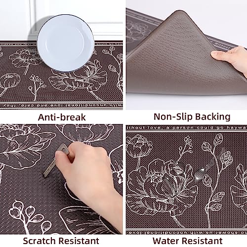 Kitchen Floor Mat Set of 2, Anti Fatigue Kitchen Mat 17"x47"+17"x29" - color: Brown, size: 17"x47"+17"x29"